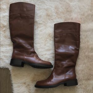 Brown leather boots